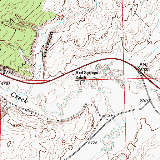 Topographic Map of East Salt Wells Creek, WY