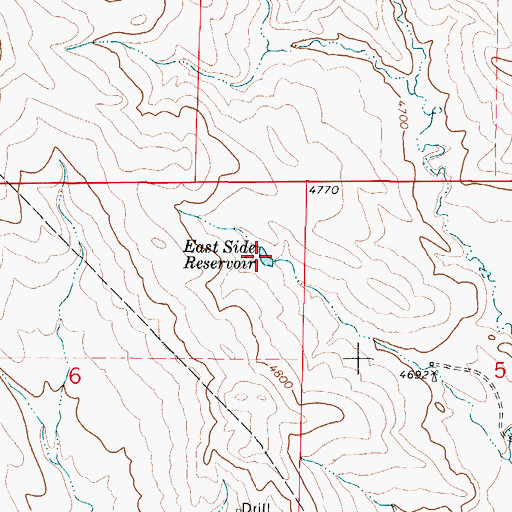 Topographic Map of East Side Reservoir, WY