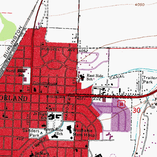 Topographic Map of East Side Elementary School, WY