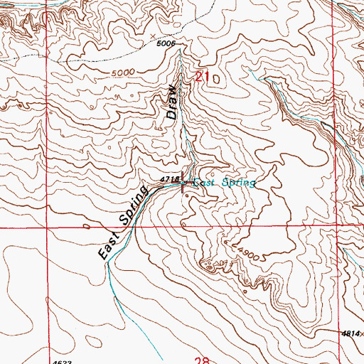 Topographic Map of East Spring, WY