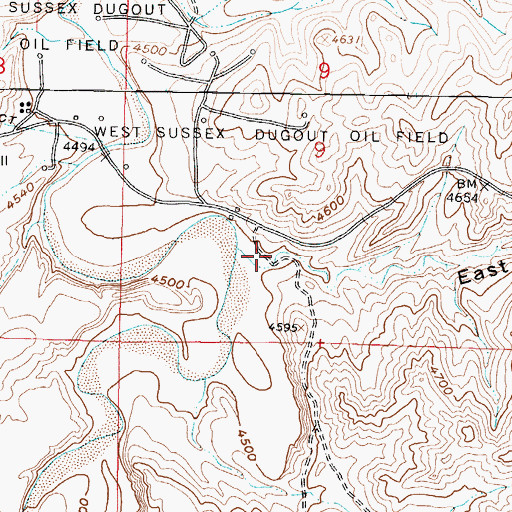 Topographic Map of East Spring Draw, WY