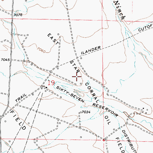 Topographic Map of East Star Corral Oil Field, WY
