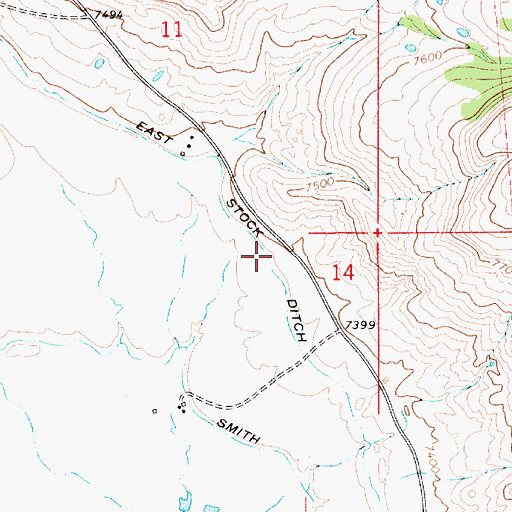 Topographic Map of East Stock Ditch, WY
