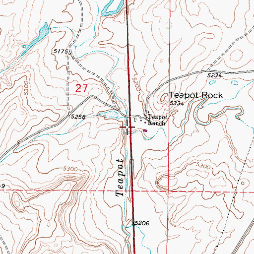 Topographic Map of East Teapot Creek, WY