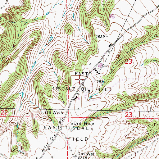 Topographic Map of East Tisdale Oil Field, WY