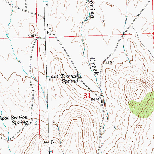 Topographic Map of East Trough Spring, WY