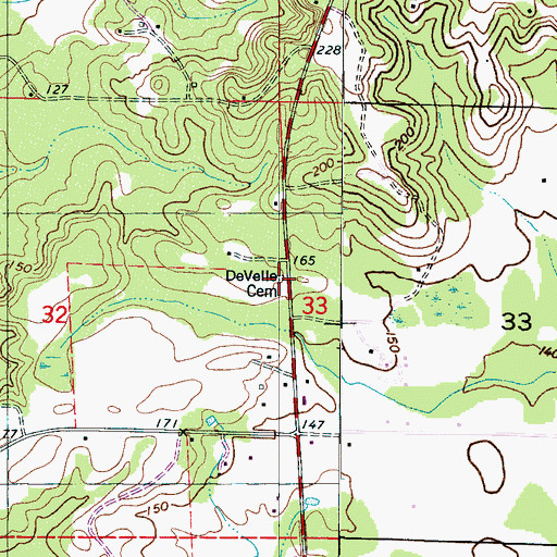 Topographic Map of DeVelle Cemetery, AL