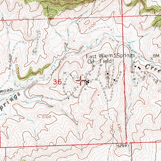 Topographic Map of East Warm Springs Oil Field, WY