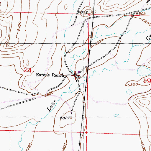 Topographic Map of Eatons Ranch, WY