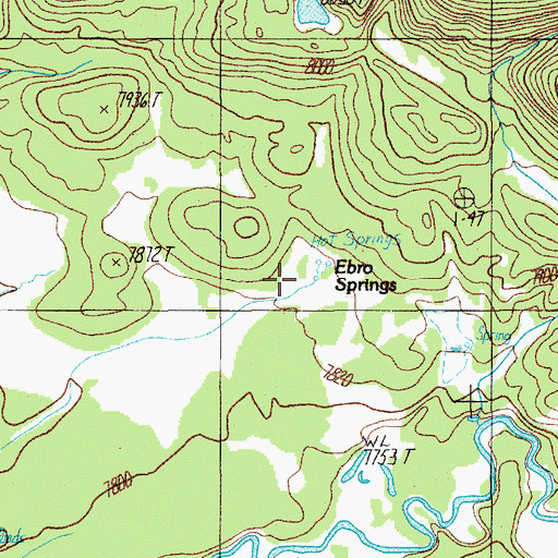 Topographic Map of Ebro Springs, WY