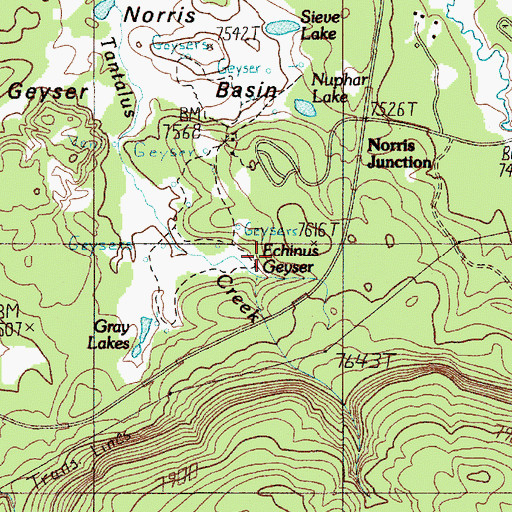 Topographic Map of Echinus Geyser, WY