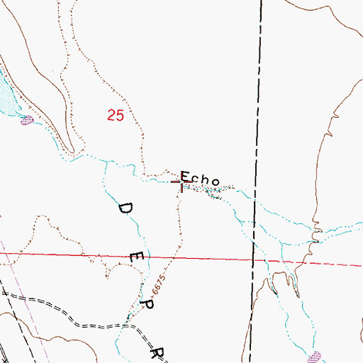 Topographic Map of Echo Springs Draw, WY