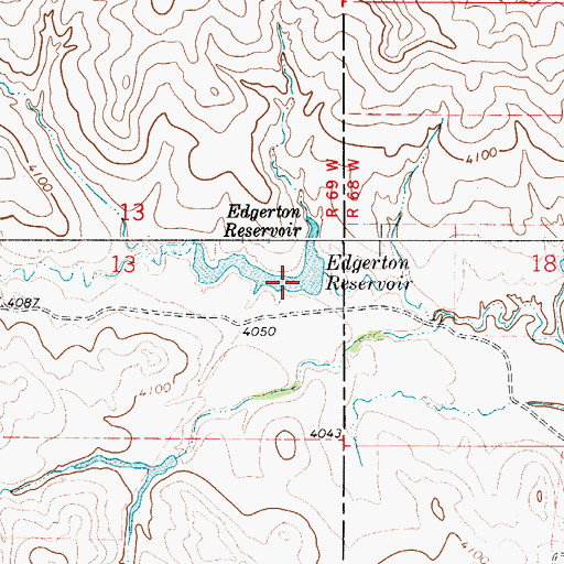 Topographic Map of Edgerton Reservoir, WY