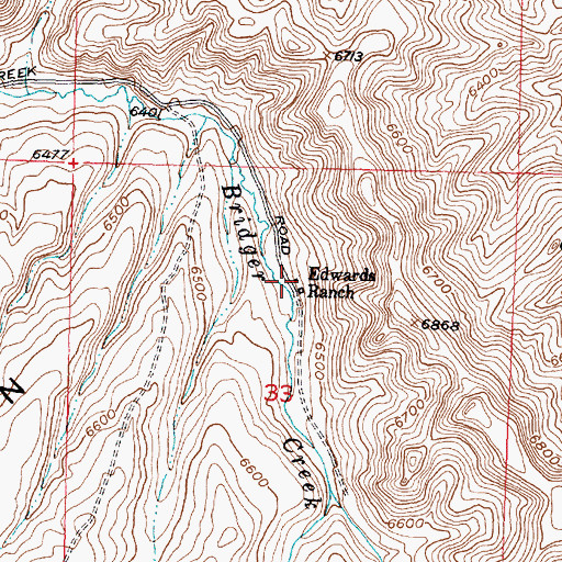 Topographic Map of Edwards Ranch, WY