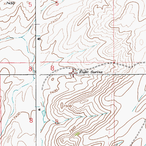 Topographic Map of Eight Spring, WY