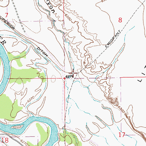 Topographic Map of Eighteenmile Canyon, WY