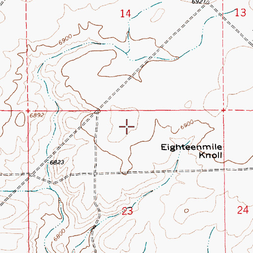Topographic Map of Eighteenmile Knoll, WY