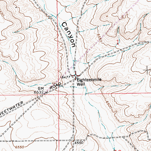 Topographic Map of Eighteenmile Well, WY