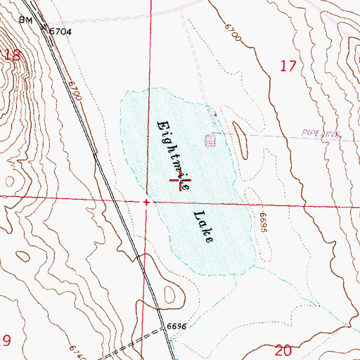 Topographic Map of Eightmile Lake, WY