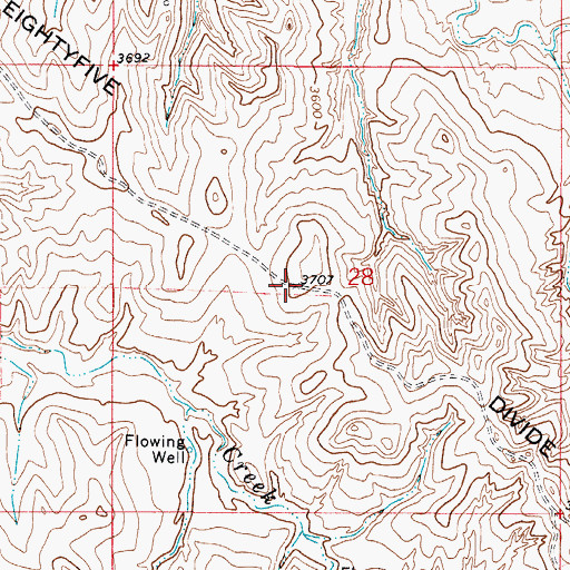 Topographic Map of Eightyfive Divide, WY