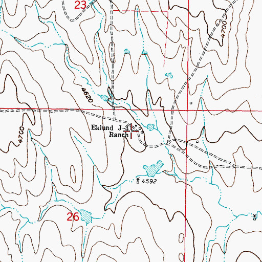 Topographic Map of Eklund J 3 Ranch, WY