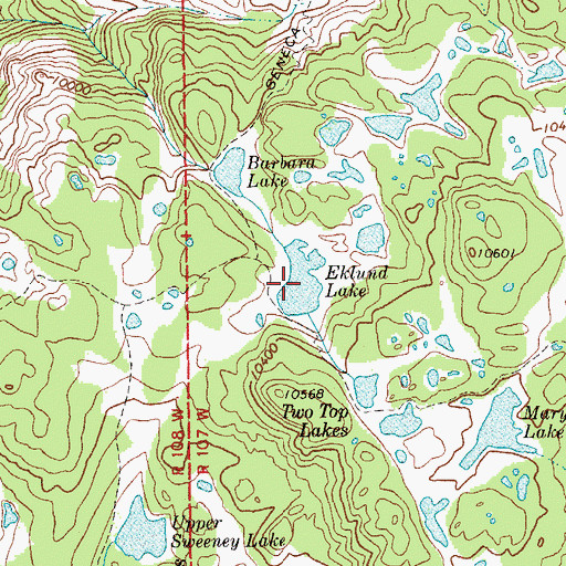 Topographic Map of Eklund Lake, WY