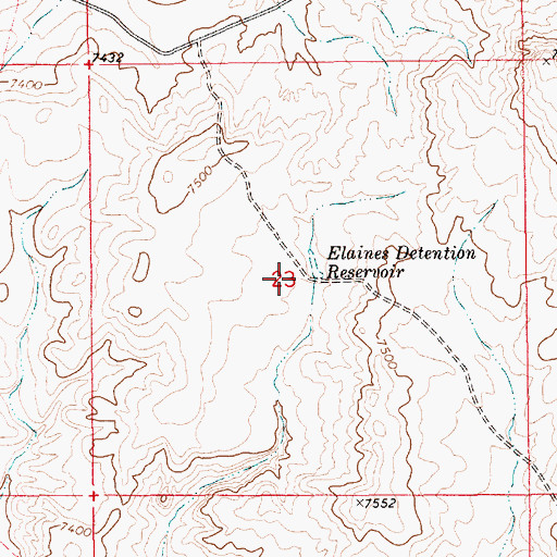 Topographic Map of Elaines Detention Reservoir, WY