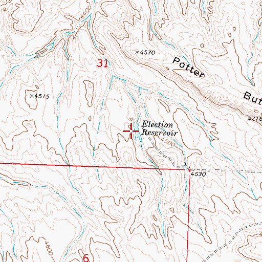 Topographic Map of Election Reservoir, WY