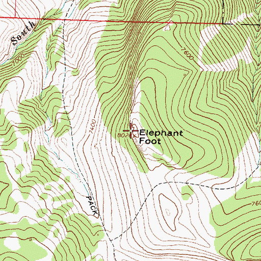 Topographic Map of Elephant Foot, WY