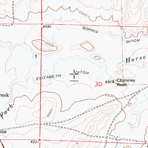 Topographic Map of Elizabeth Ditch, WY