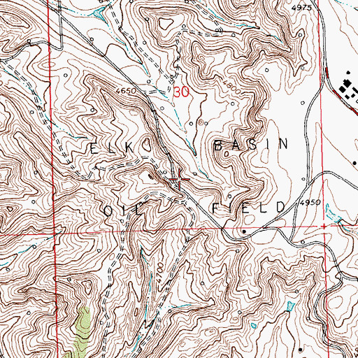 Topographic Map of Elk Basin Oil Field, WY
