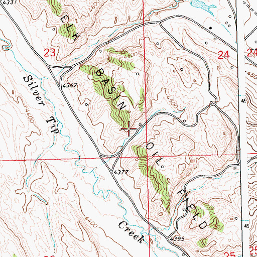 Topographic Map of Elk Basin Oil Field, WY