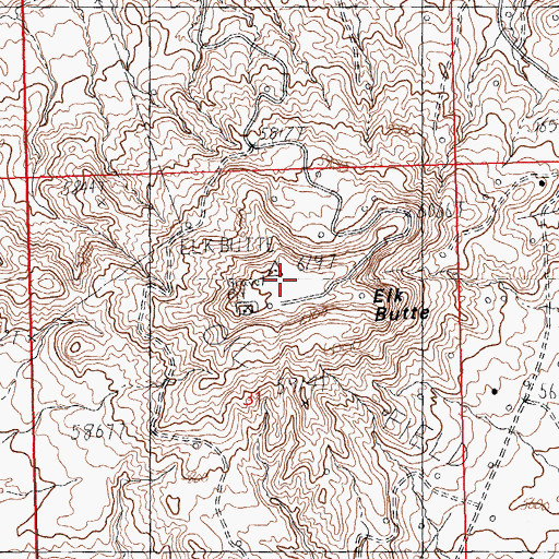 Topographic Map of Elk Butte, WY