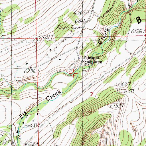 Topographic Map of Elk Creek, WY