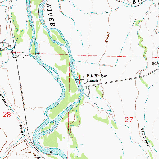Topographic Map of Elk Hollow Ranch, WY