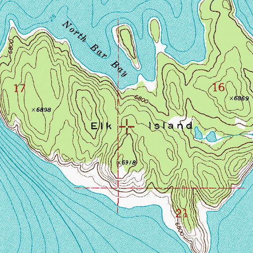 Topographic Map of Elk Island, WY