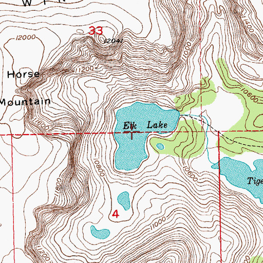 Topographic Map of Elk Lake, WY