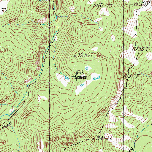 Topographic Map of Elk Lakes, WY