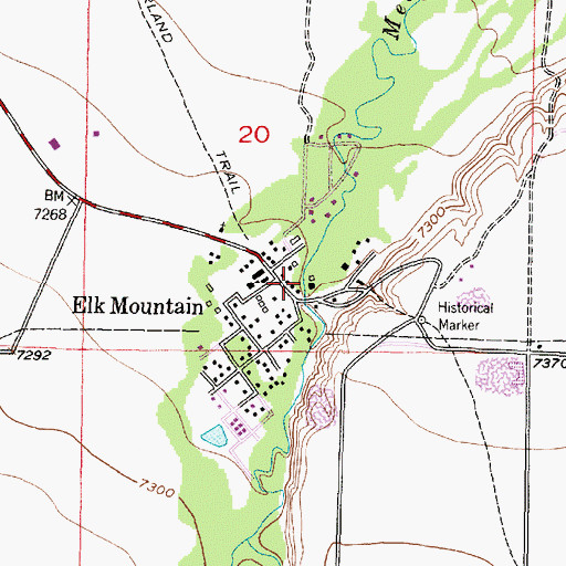 Topographic Map of Elk Mountain, WY