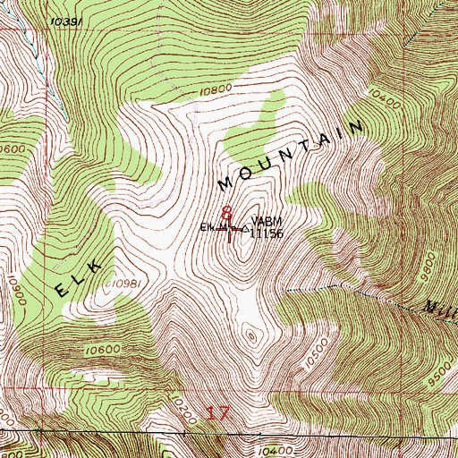 Topographic Map of Elk Mountain, WY