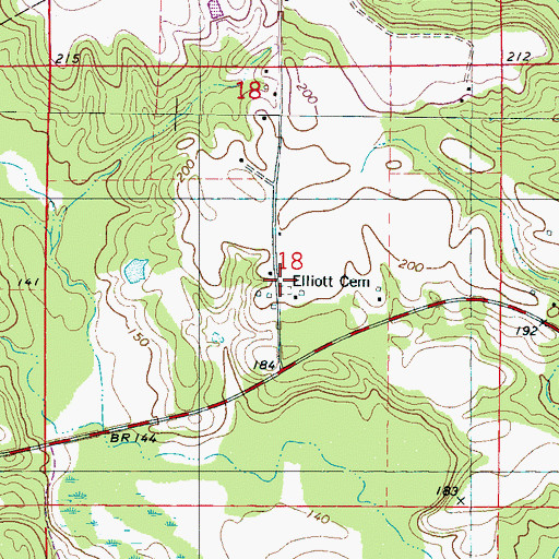Topographic Map of Elliott Cemetery, AL