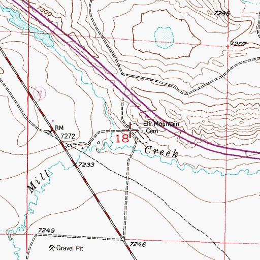 Topographic Map of Elk Mountain Cemetery, WY