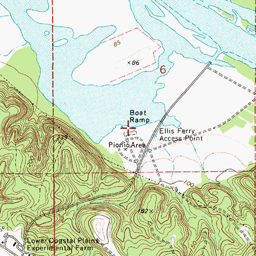 Topographic Map of Ellis Ferry Access Point, AL