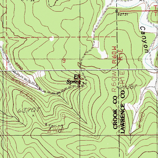 Topographic Map of Elk Spring, WY