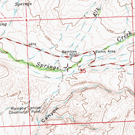 Topographic Map of Elk Springs Creek, WY