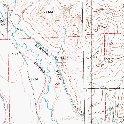 Topographic Map of Elkhorn Ditch, WY