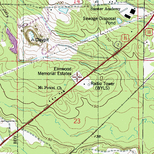Topographic Map of Elmwood Memorial Estates, AL