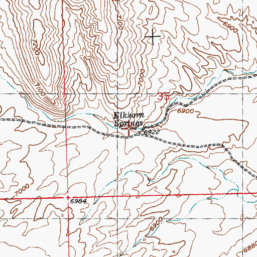 Topographic Map of Elkhorn Springs, WY