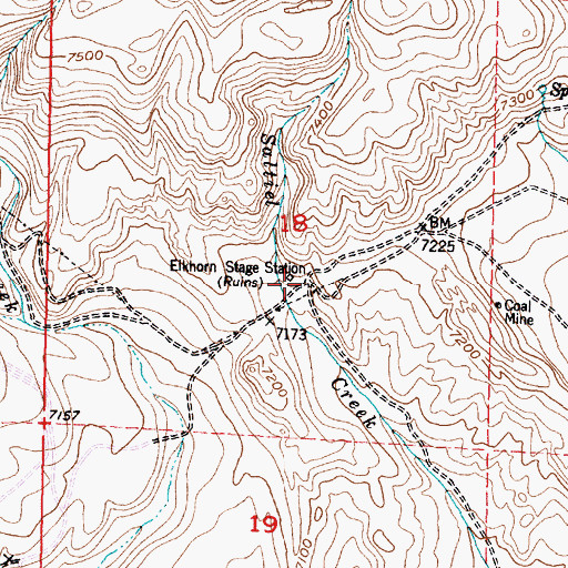 Topographic Map of Elkhorn Stage Station (historical), WY