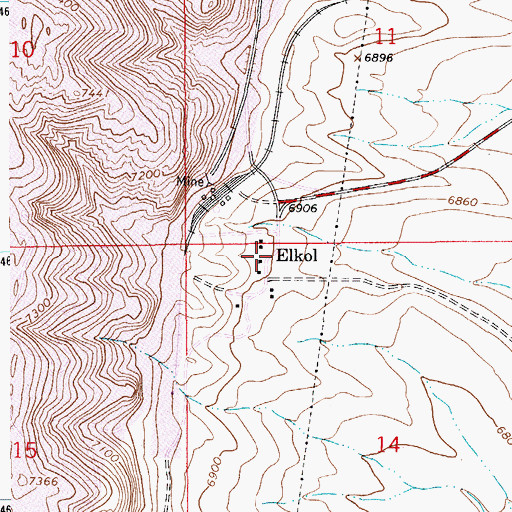 Topographic Map of Elkol, WY